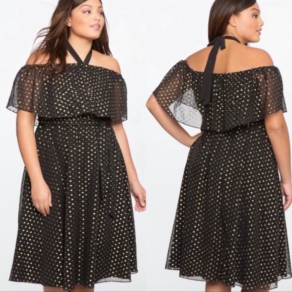 Eloquii Dresses & Skirts - Eloquii Off The Shoulder Metallic Dot Dress, Size 20